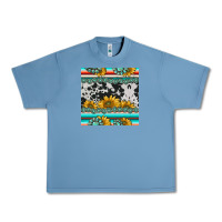 Pebble Blue sunflower cowhide serape coaster Urban Heavy Tee - BarkalooDesign