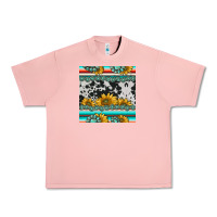 Salmon sunflower cowhide serape coaster Urban Heavy Tee - BarkalooDesign