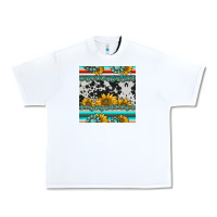 White sunflower cowhide serape coaster Urban Heavy Tee - BarkalooDesign