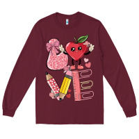 Burgundy love teacher Long Sleeve Tee - MaliasSmallBusiness
