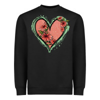 Black Pink Glitter Floral Heart Heavyweight Sweatshirt - Jasminsmagicworld