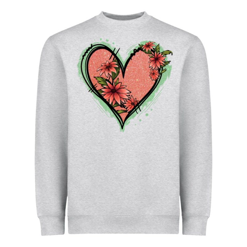 Pink Glitter Floral Heart Heavyweight Sweatshirt by Jasminsmagicworld | Teevron
