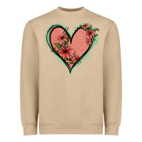 Mushroom Pink Glitter Floral Heart Heavyweight Sweatshirt - Jasminsmagicworld