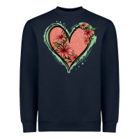 Navy Pink Glitter Floral Heart Heavyweight Sweatshirt - Jasminsmagicworld