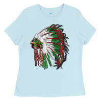 Baby Blue christmas indian feather headdress Ladies Tee - RanaPortraitStore