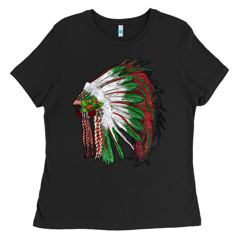 Christmas Indian Feather Headdress Ladies Tee by RanaPortraitStore | Teevron