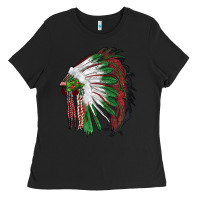 Black christmas indian feather headdress Ladies Tee - RanaPortraitStore