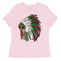 Bubblegum Pink christmas indian feather headdress Ladies Tee - RanaPortraitStore