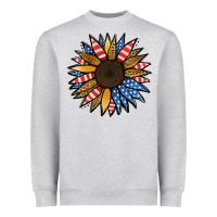 Heather Grey Patriotic Sunflower Heavyweight Sweatshirt - Jasminsmagicworld