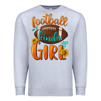 Heather Grey Football kinda Girl Premium Sweatshirt - NancyCooperArtShop