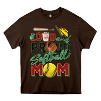 Chocolate Brown loud and proud softball mom Heavy Core Tee - Zillion Design Studio