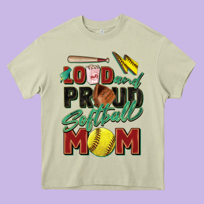 Loud And Proud Softball Mom Heavy Core Tee Designed By Zillion Design Studio