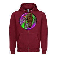 Burgundy halloween round earrings 1 Zipper Hoodie - BundleAndBundleShop