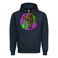 Navy halloween round earrings 1 Zipper Hoodie - BundleAndBundleShop