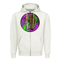 Oatmeal Heather halloween round earrings 1 Zipper Hoodie - BundleAndBundleShop