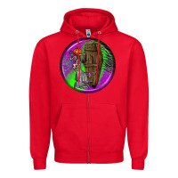 Red halloween round earrings 1 Zipper Hoodie - BundleAndBundleShop