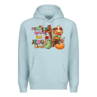 Blue Mist Pumpkin spice and Jesus christ Premium Hoodie - NancyCooperArtShop