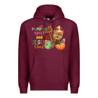Burgundy Pumpkin spice and Jesus christ Premium Hoodie - NancyCooperArtShop