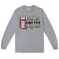 Heather Grey energy coffee fuel station Long Sleeve Tee - MaliasSmallBusiness