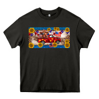 4th Of July Truck Cow License Plate Heavy Core Tee | Teevron