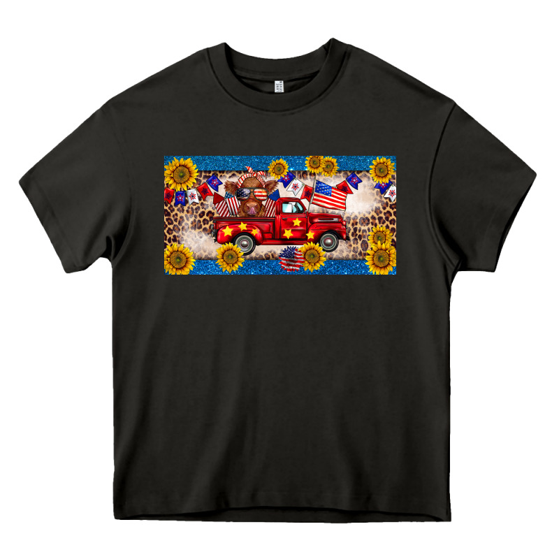 4th Of July Truck Cow License Plate Heavy Core Tee by BarkalooDesign | Teevron