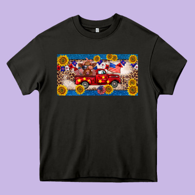 4th Of July Truck Cow License Plate Heavy Core Tee Designed By Barkaloodesign