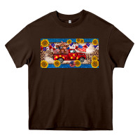 Chocolate Brown 4th of july truck cow license plate Heavy Core Tee - BarkalooDesign