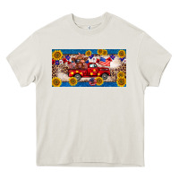 Cream 4th of july truck cow license plate Heavy Core Tee - BarkalooDesign