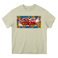 Mossy 4th of july truck cow license plate Heavy Core Tee - BarkalooDesign