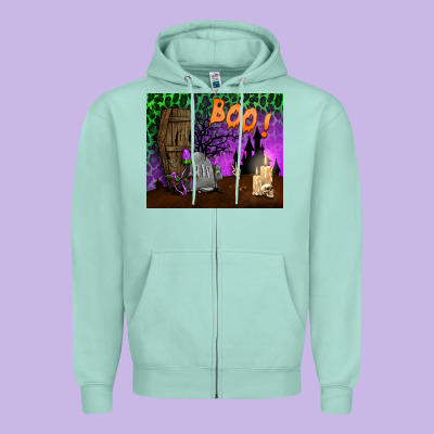 Boo Mousepad Zipper Hoodie Designed By Bundleandbundleshop