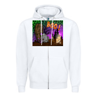 White boo mousepad Zipper Hoodie - BundleAndBundleShop