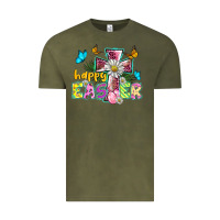 Vintage Olive happy easter cross Vintage Tee - BarkalooDesign