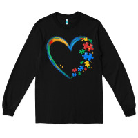 Black autism heart Long Sleeve Tee - MaliasSmallBusiness