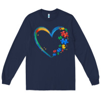 Navy autism heart Long Sleeve Tee - MaliasSmallBusiness