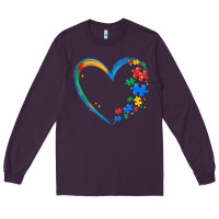 Plum autism heart Long Sleeve Tee - MaliasSmallBusiness