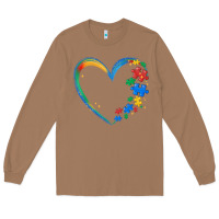 Toasted Coconut autism heart Long Sleeve Tee - MaliasSmallBusiness