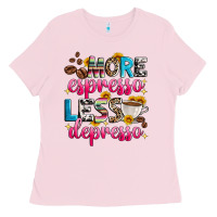 Bubblegum Pink more espresso less depresso Ladies Tee - Zillion Design Studio