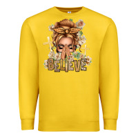 Lemon Blonde Hair Believe Praying Caucasian Messy Bun Premium Sweatshirt - texasbilliewilder