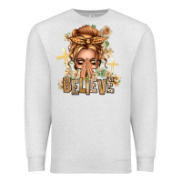 Oatmeal Heather Blonde Hair Believe Praying Caucasian Messy Bun Premium Sweatshirt - texasbilliewilder