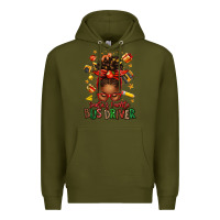 Army Green santas favorite school bus driver afro messy bun Premium Hoodie - texasbilliewilder