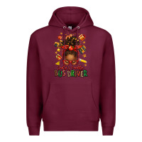 Burgundy santas favorite school bus driver afro messy bun Premium Hoodie - texasbilliewilder