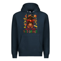 Navy santas favorite school bus driver afro messy bun Premium Hoodie - texasbilliewilder