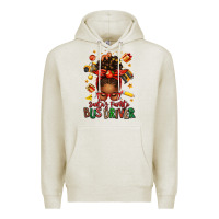 Oatmeal Heather santas favorite school bus driver afro messy bun Premium Hoodie - texasbilliewilder