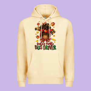 Santas Favorite School Bus Driver Afro Messy Bun Premium Hoodie Designed By Texasbilliewilder