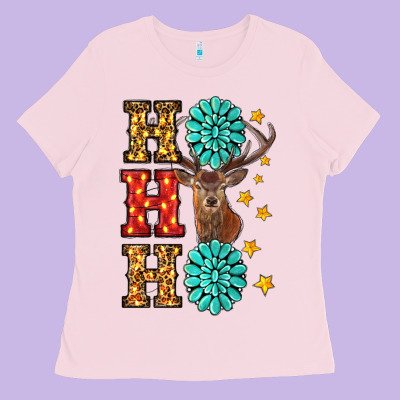 Christmas Ho Ho Ho Ladies Tee Designed By Ranaportraitstore
