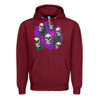 Burgundy halloween patch 2 Zipper Hoodie - BundleAndBundleShop