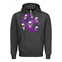 Charcoal Heather halloween patch 2 Zipper Hoodie - BundleAndBundleShop