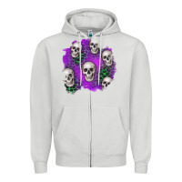 Dove Grey halloween patch 2 Zipper Hoodie - BundleAndBundleShop