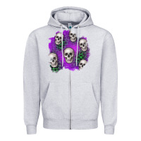 Heather Grey halloween patch 2 Zipper Hoodie - BundleAndBundleShop