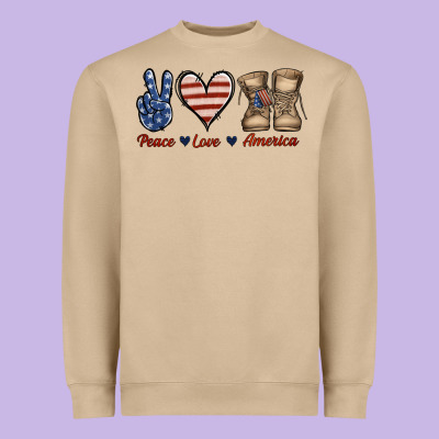 Peace Love America Heavyweight Sweatshirt Designed By Jasminsmagicworld